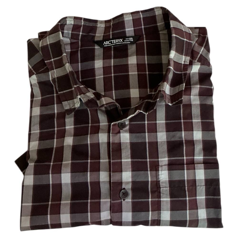 Mens Arc'teryx Brohm SS Plaid  Short Sleeve Casual Shirt Button Down Size XXL